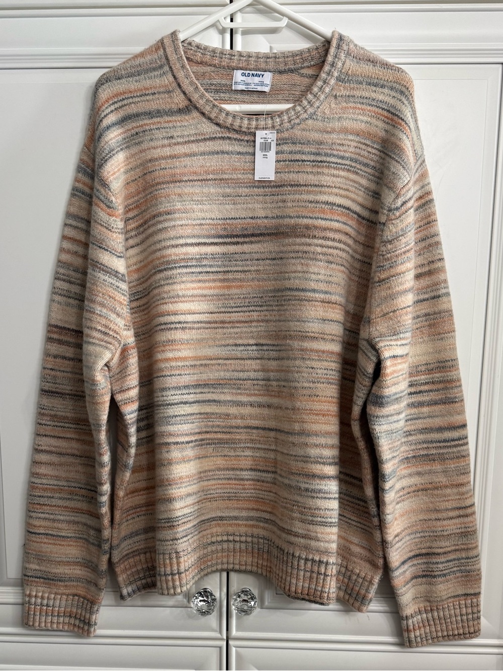 NWT Old Navy Space-Dye Men's/Unisex Crewneck Sweater Earth Tone Striped Size 3XL